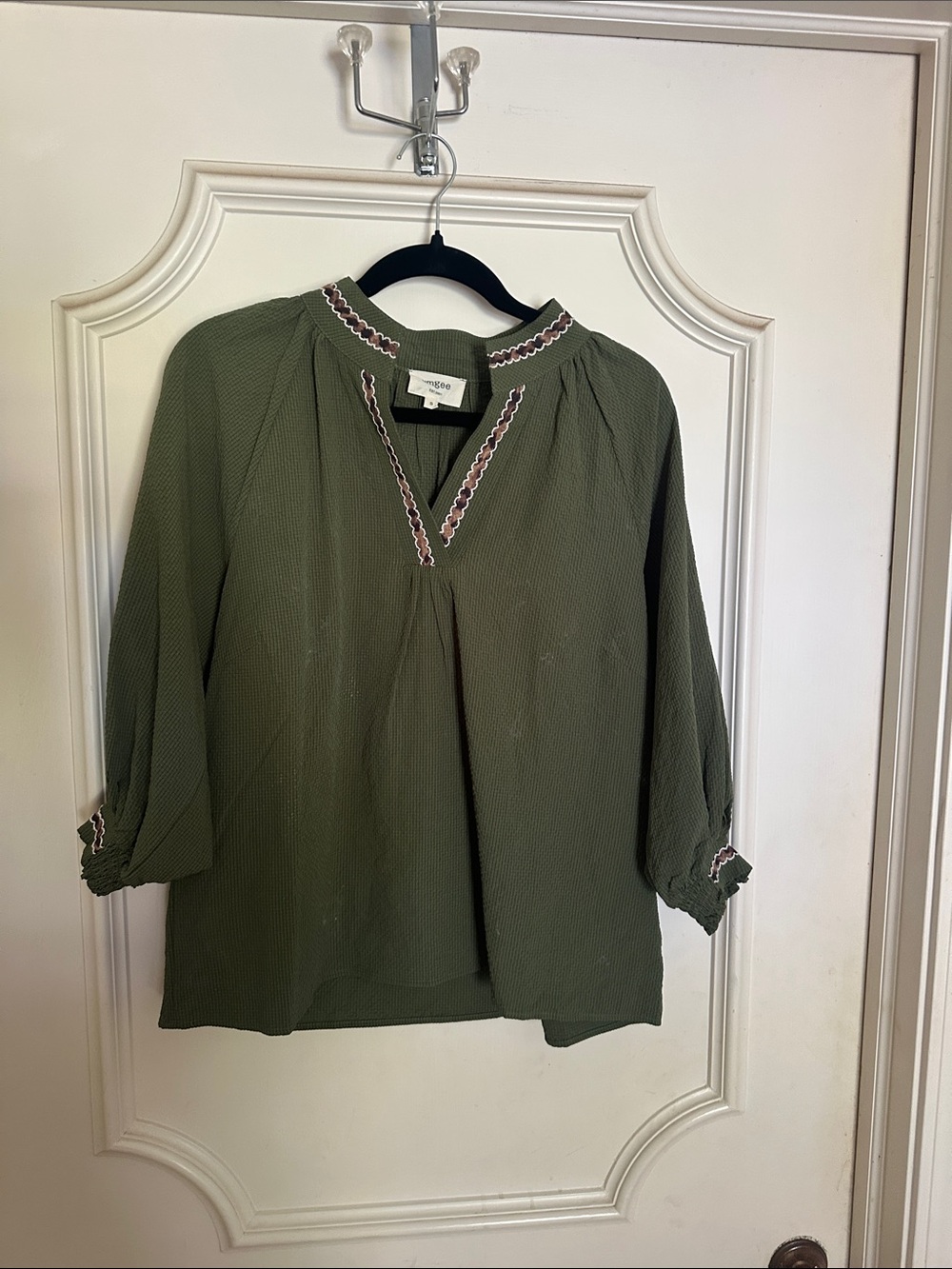 Umgee Olive Green Embroidered V-Neck Tunic